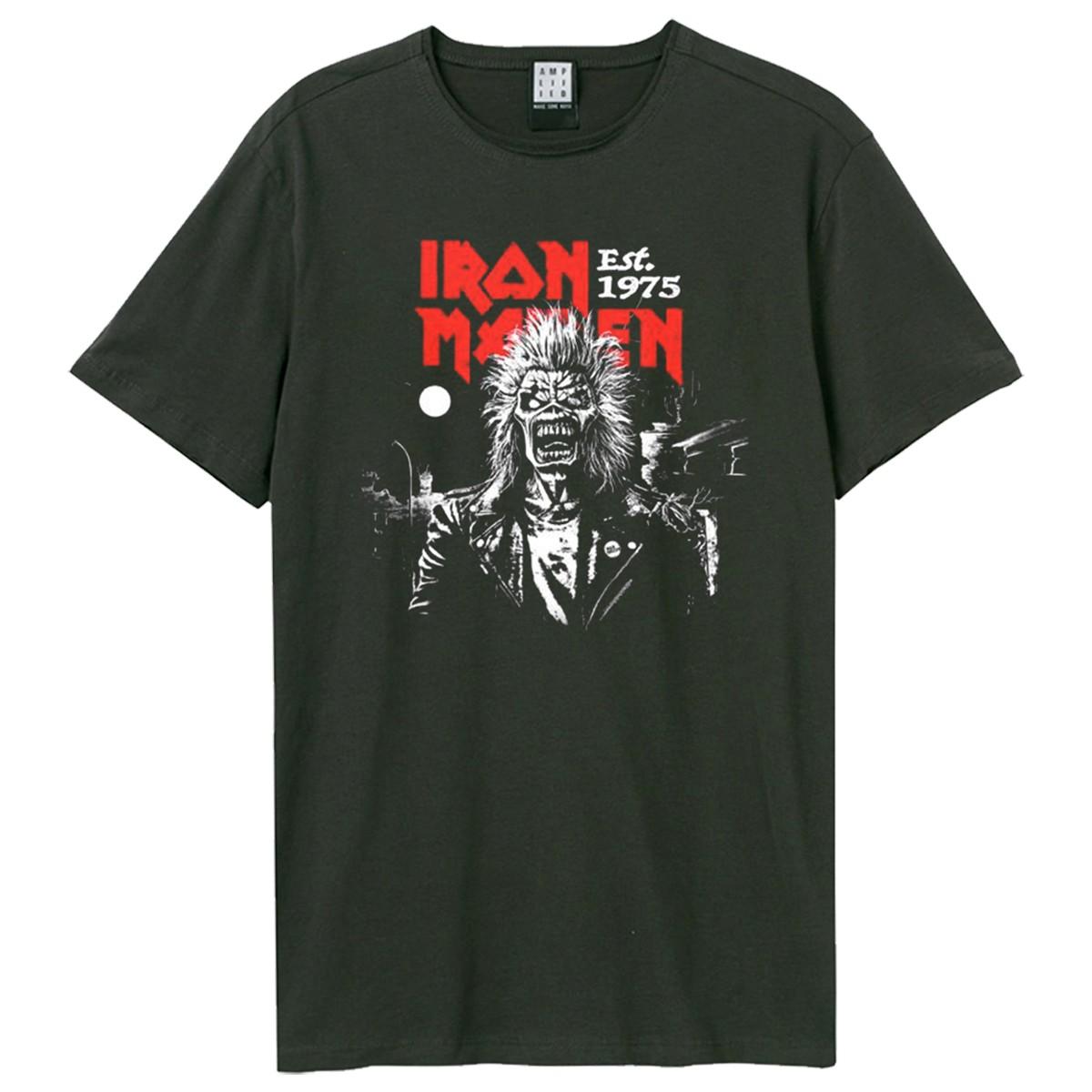 T-shirt Amplified da Uomo 50° Anniversario 2 Colori 1975 Eddie Iron Maiden M carbone