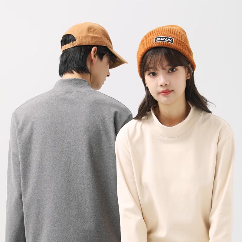 Męski T-shirt z polarową podszewką, z półgolfem, z długim rękawem
