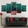 5Pcs Peacock Bird Feather Decor Pictures Paintings Art Poster No Framed 5 Panel Room Decor Modern Abstract Canvas HD Print