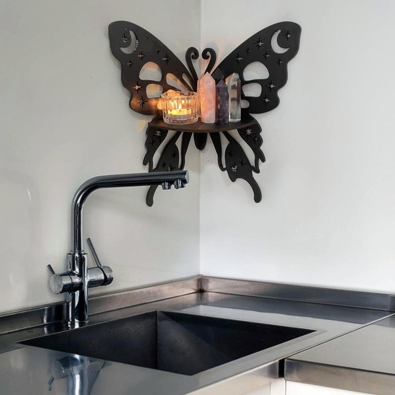 Schmetterling Schweberegal Ecke Kristall Vitrineregal Für Wand Kleines Aufbewahrungsregal Für Wohnzimmer Schlafzimmer Holz Schweberegal