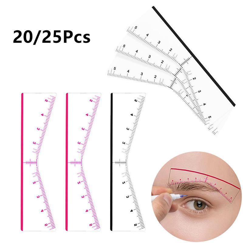 Disposable 20/25Pcs Eyebrow Ruler Sticker Self-Adhesive Eyebrow Tattoo Position Guide Permanent Makeup Mapping Stencils Tool