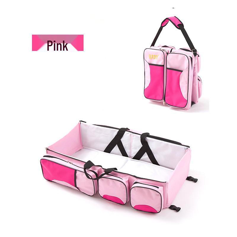 

Foldable Baby Bed Bag: Multi-functional, Large Capacity, Single Shoulder Mommy Bag with Logo Printing.