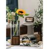 Decoración de Jarrón con Base de Madera Simple y Creativo Vidrio Flores Cultivadas en Agua Sala de Estar Mesa de Comedor Arreglo Floral