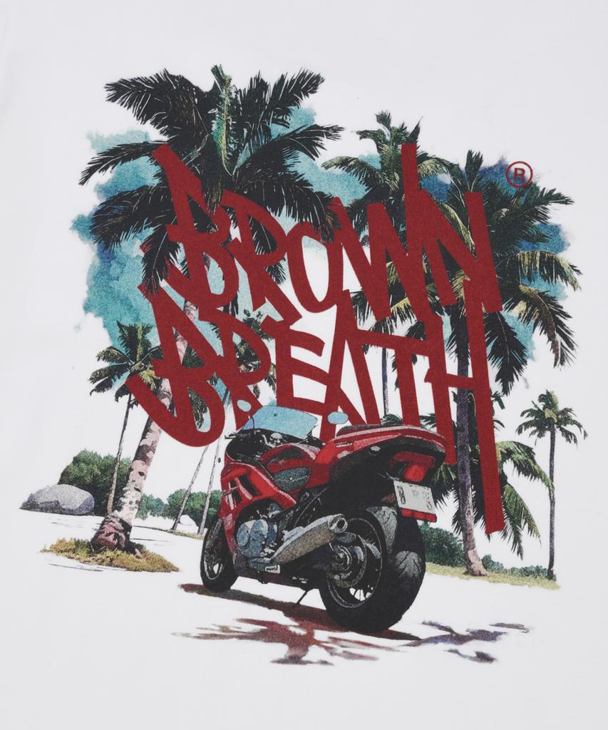 BROWNBREATH Tag Palm Circuit Tee - White