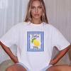Summer Travel Cute Lemon Print Graphic T shirt New Russian Style Casual Striped Commuter Street Personalized Short-sleeved Tops