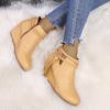 Retro Women Platform Boots Tassel Wedges Boots Women Zipper Solid Color Short Booties Round Toe Shoes for Women Zapatos De Mujer