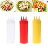 3 Hole Squeeze Bottle Condiment Dispenser Sauce Vinegar Oil Ketchup Cruet Bin