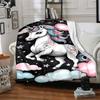 1pc Unicorn Clouds Blanket Lightweight Flannel Throw for Sofa Bed Travel Camping Livingroom Office Couch Chair