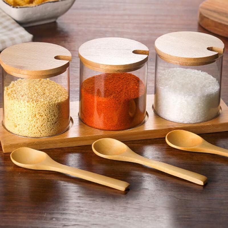 ZISIZ Round Glass Spice Jar, 300ml