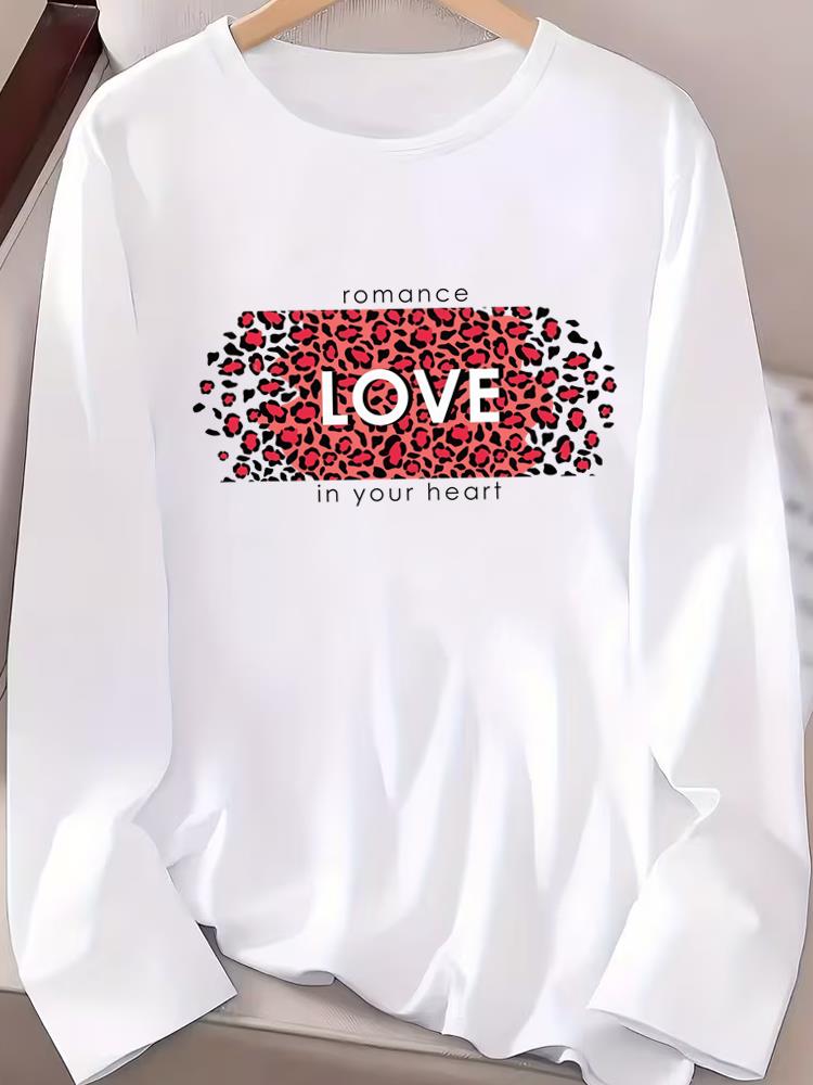 (Asian Size) Women T Shirt Tee Lady Printed Trend Cute 90s Female Clothing Casual Fashion Top Long Sleeve Graphic T-shirts