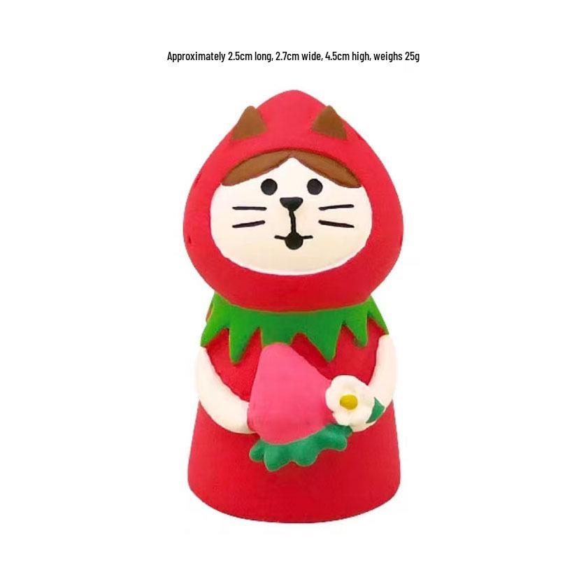 Japanese Style Cat & Strawberry Chocolate Resin Ornaments - DIY Blind Box Gift Accessories