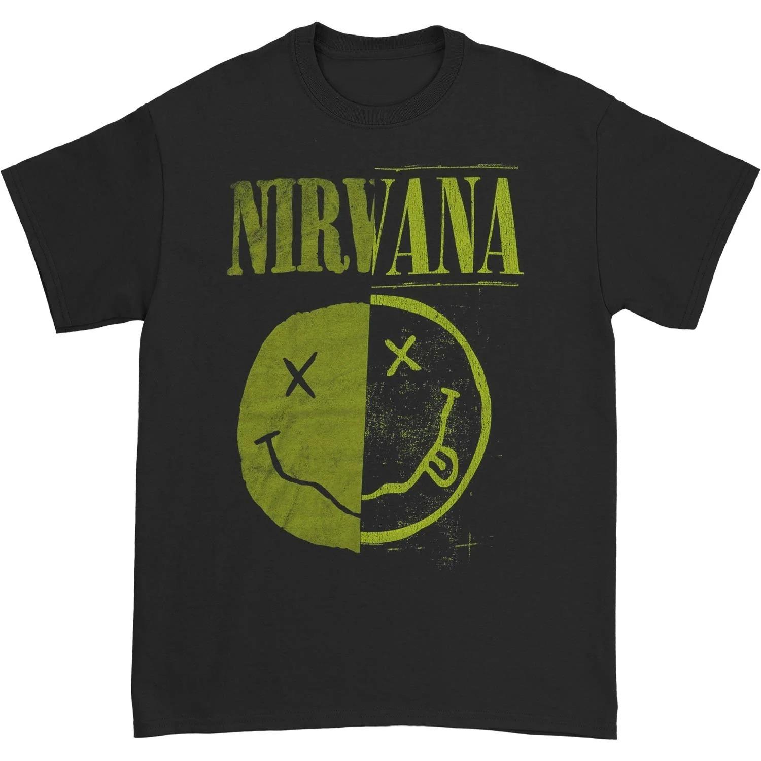 

Футболка Nirvana Split Smile Приталенная Высококачественная Роскошная Для Мужчин и Женщин Топ Y2k Лето 2026 S
