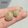 Fashion Heart CZ Stud Earrings for Women Cute Zirconia Female Band Marriage Statement Wedding Party Jewelry