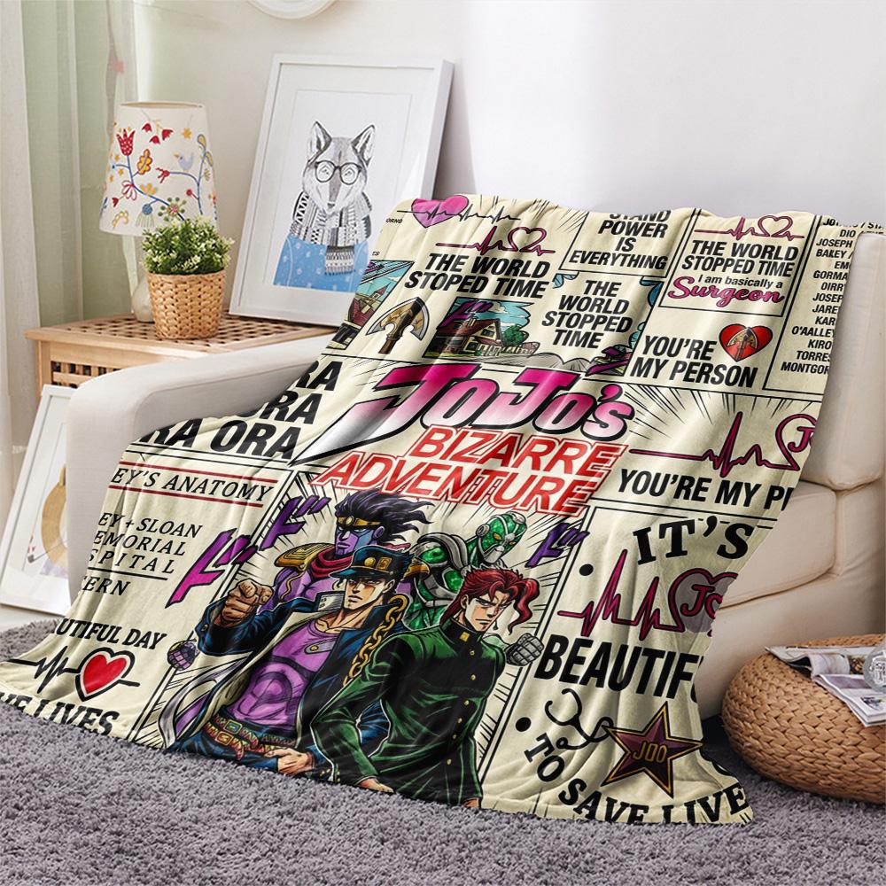 1 Stück Jojo's Bizarre Adventure Gemusterte Flanelldecke Geeignet für Alle Jahreszeiten Für Heimdekoration Wärme Und Komfort Geschenke Weihnachtsgeschenk
