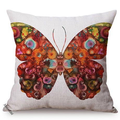 Colorful Butterflies Harmony Sofa Decoration Cushion Cover Butterfly Abstract Graffiti Nordic Cotton Linen Pillow Case Cojines