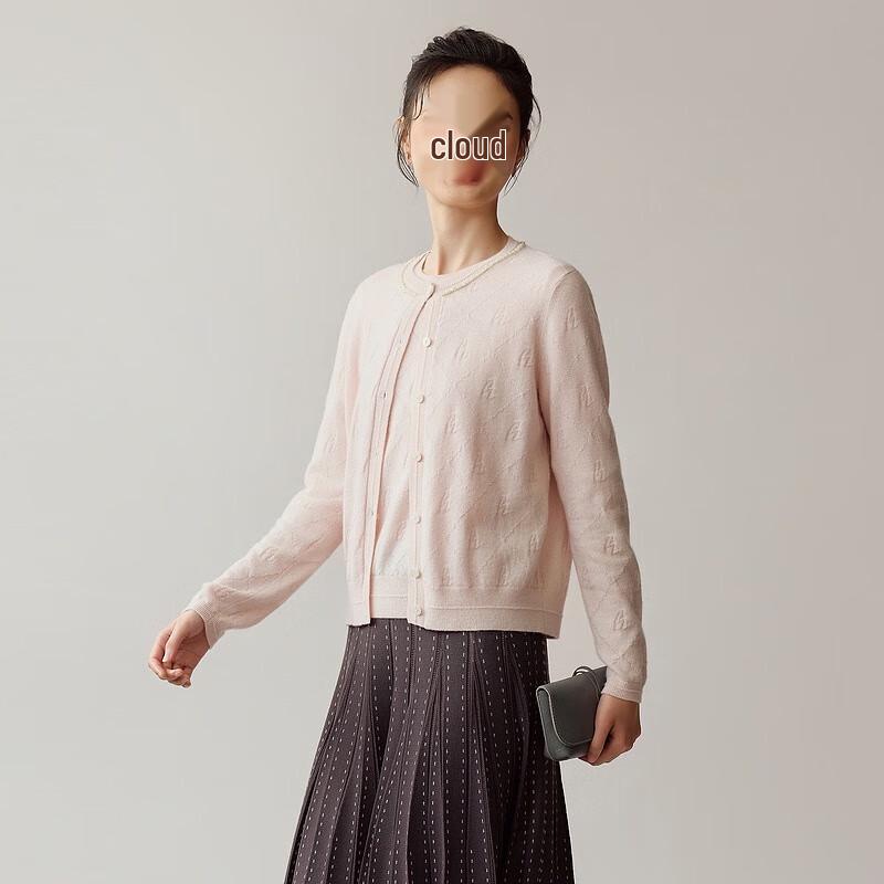 Hirmans Women's Pure Cashmere Low Round Neck Cardigan 25033A7R