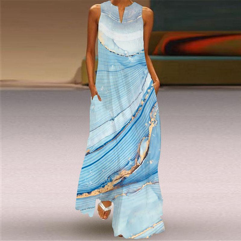 Dress Women 3D Print Peacock Dragon Big Elephant Horse Tiger Lion Animal Pattern Sleeveless Maxi Dress