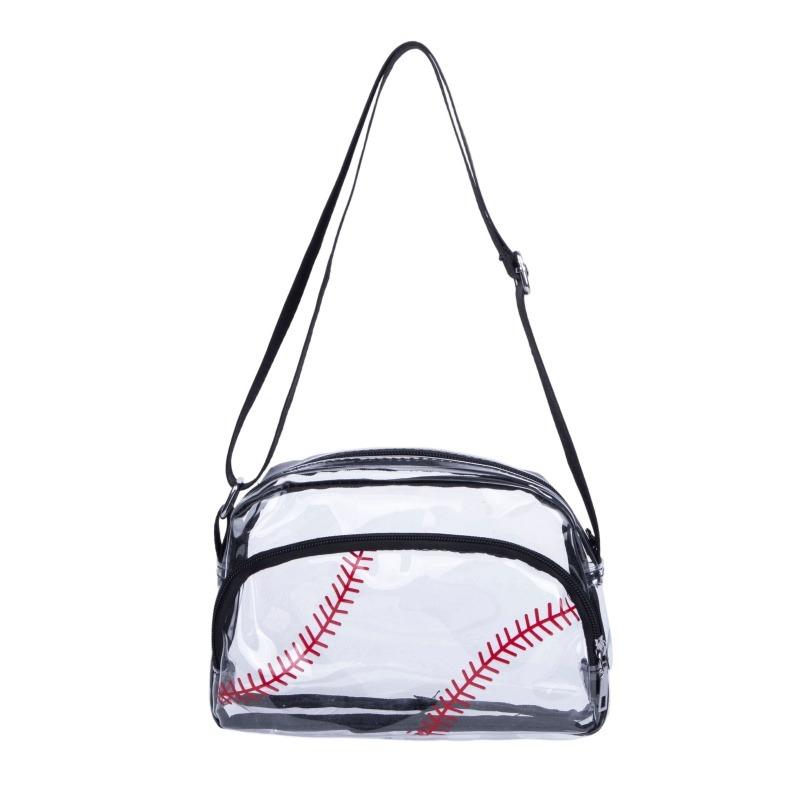 Transparent PVC Zipper Stadium Youth Crossbody Bags Sports Aesthetic Women's Shoulder Bags Sweet Light Cute Clear Baseball Bag