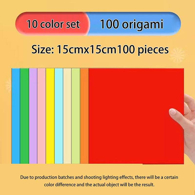 100Pcs Square Origami Paper Double Sides Solid Color Folding Paper Multicolor Kids Handmade Diy Scrapbooking Craft Decor