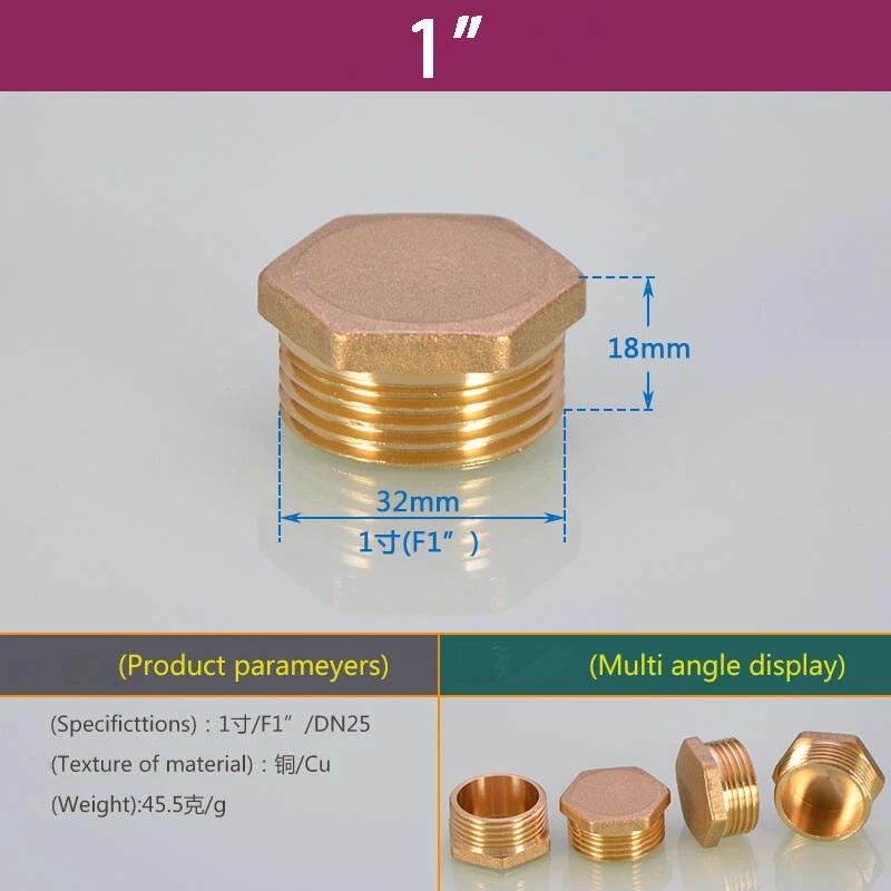 Brass 1/8" 1/4" 3/8" 1/2" 3/4" 1"- 2" BSP Male Thread Blanking End Cap Stop Plugs End Screw On Fitting Coupler Connector Adapter