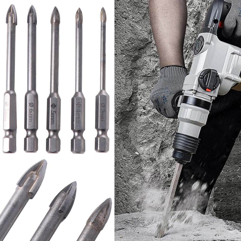 5Pcs Wear-resistant Triangular Drill Bit Multiple Sizes Cross Hex Drill  Ceramic Tile