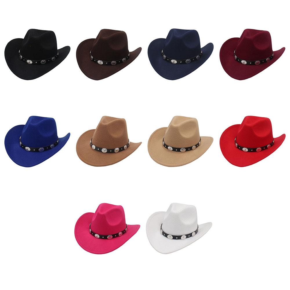 Retro Upturned Brim Western Cowboy Hats Wide Brim Ethnic Style Fedoras Hat Felt Hat For Women & Men