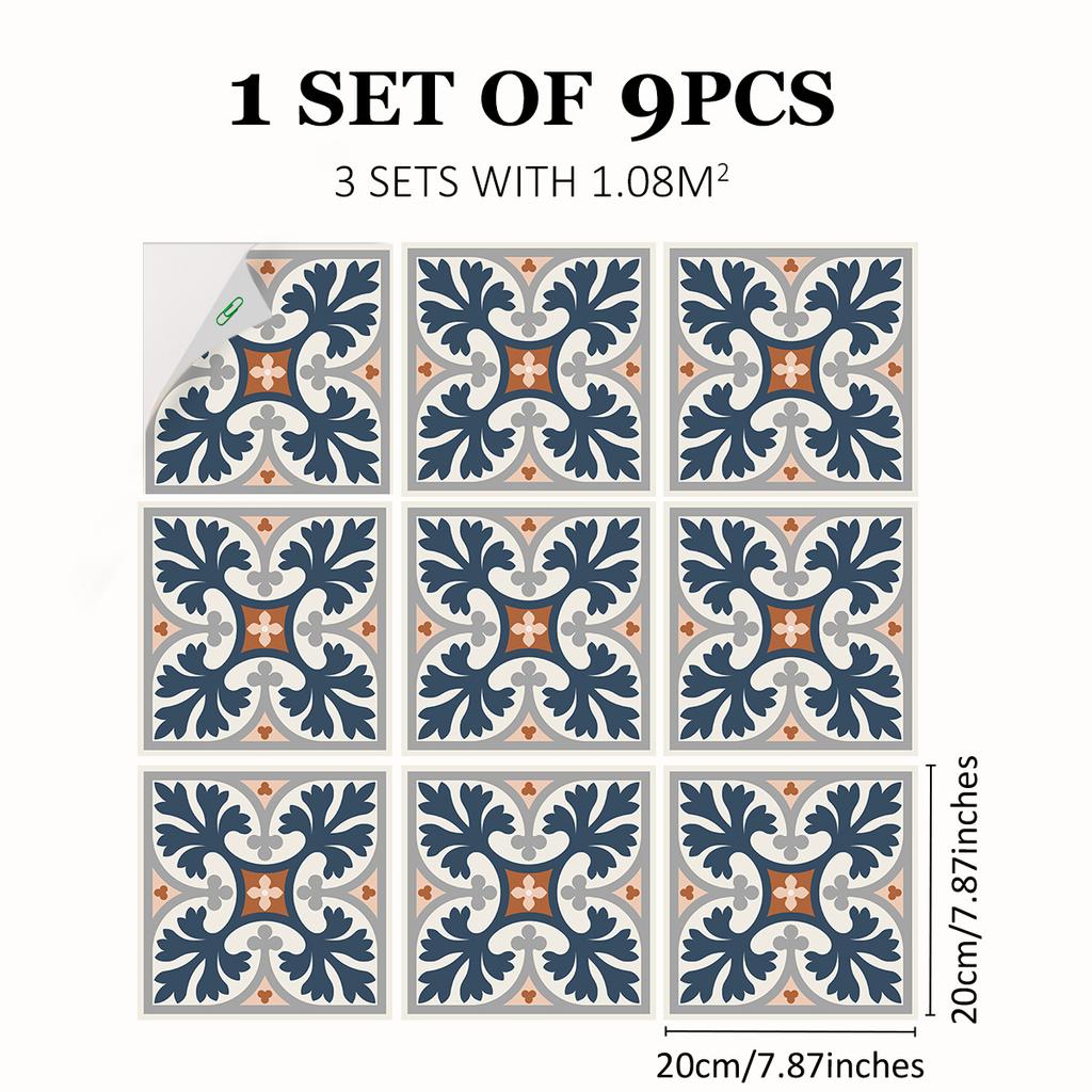 Mediterranean Wind Thickened Living Room Wear-Resistant Retro Pvc Floor Sticker Matte Floor Tile Self-Adhesive Bathroom Wall Sticker