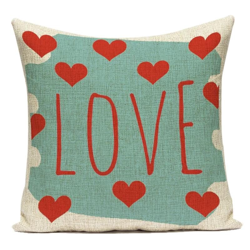 Love Heart Pillow Cover Valentine Day Love You Letters Cushion Cover Home Decor Sofa Bed Wedding Party Decor Pillowcase