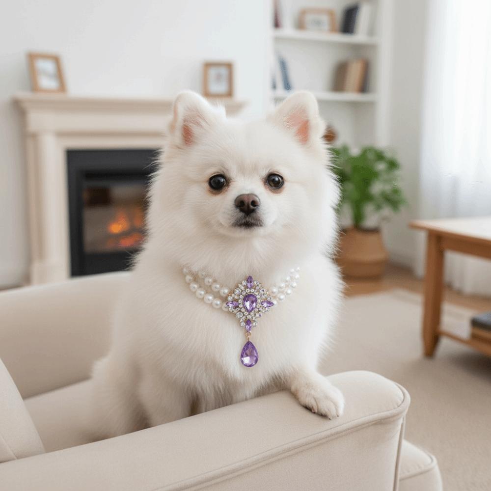 Elegant Double Layer Pet Pearl Necklace Vintage Crystal Pet Pearl Collar Adjustable Glamorous Cat Pearl Collar for Cats and Dogs