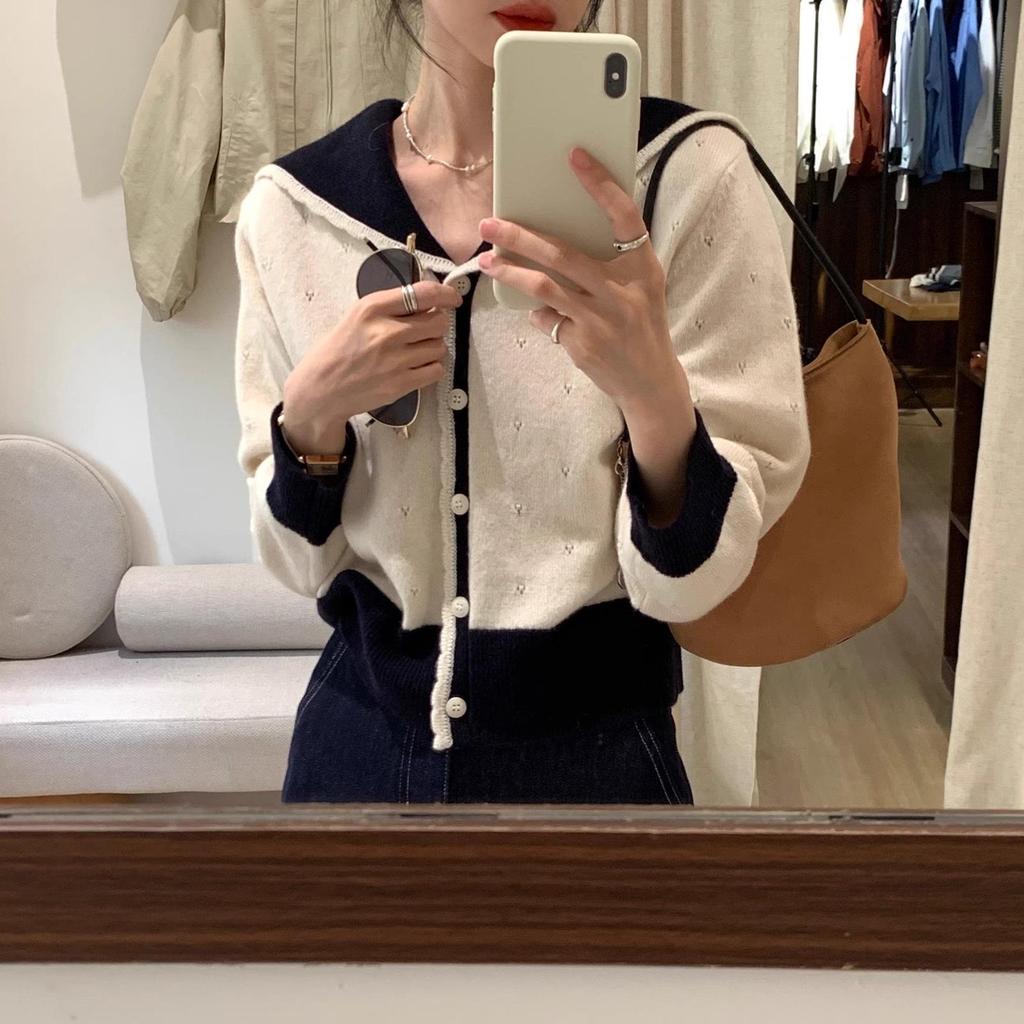 Women's Color-Block Knit Sweater - Stylish 2024 Autumn/Winter Innerwear Top