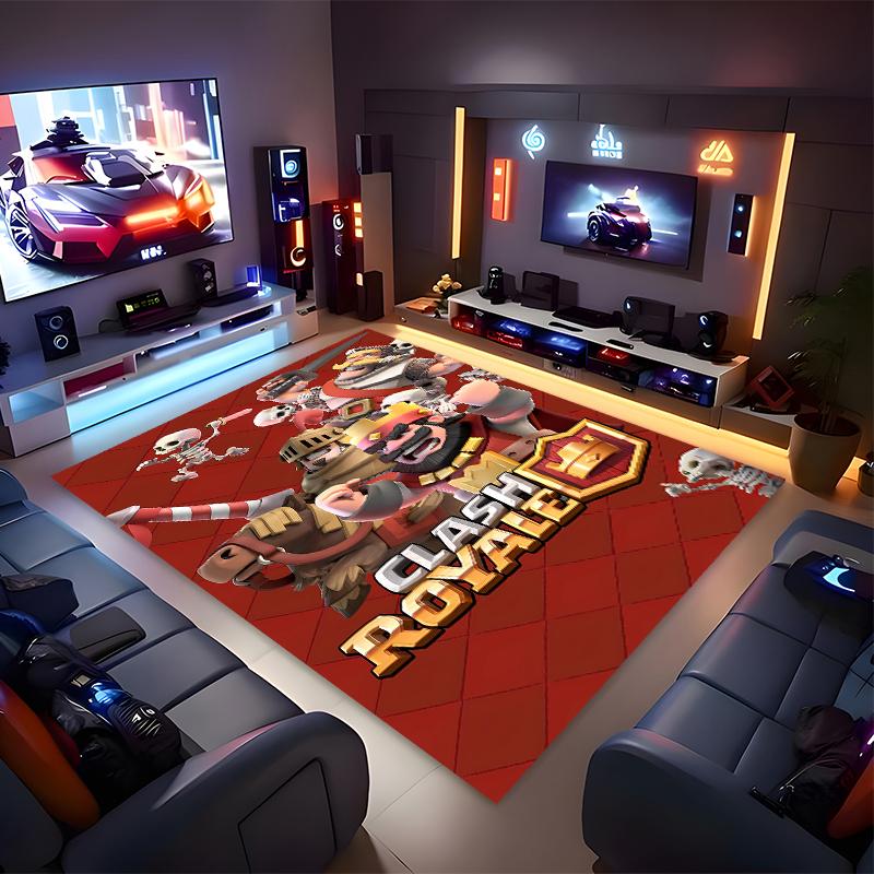 1pc Clash Royale Print Area Rug - Soft, Washable Non-Slip Indoor Mat for Office Chairs, Living Room, Home Office Decorative Rug