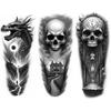 3pcs Temporary Tattoo Waterproof Long-lasting Body Stickers Owl And Skull Skeleton Bird Skull With For Men Thighs Adults