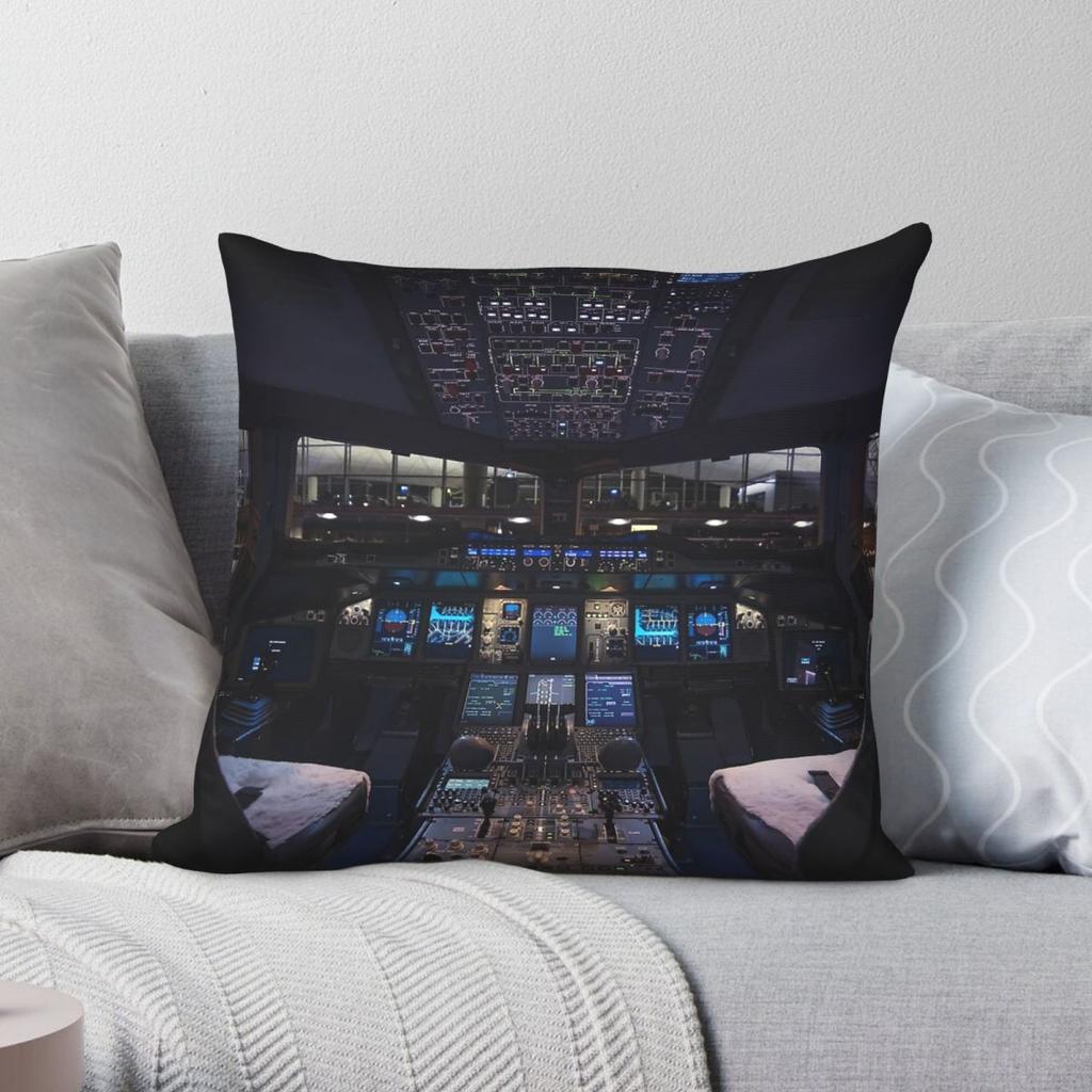 AirBus A Cockpit Square Pillowcase Polyester Linen Velvet Creative Zip Decor Sofa Cushion Cover Wholesale