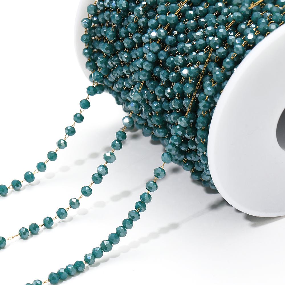 1 Meter Colorful 3mm Beads Beaded Chain Glass Crystal Beads Necklace Chain Accessories for Jewelry Making Components Crafts DIY