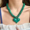 Choker Acrylic Love Heart Necklace Acrylic Sweater Chain Colorful Women Clavicle Necklace  Travel