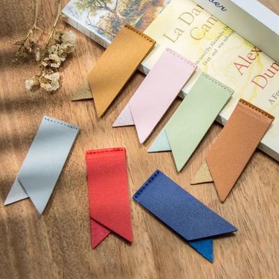 Handmade Leather Bookmark Individual PU Leather Label Portable Fold Bookmark  Notebook