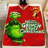 Christmas Grinch Cartoon printing Flannel Blanket Bedroom Sofa Camping Warm blanket Gifts for family and friends-MJ021