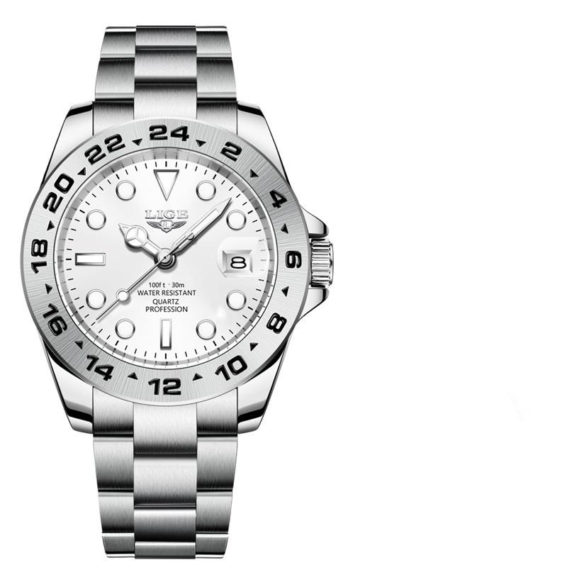 LIGE watches for men TOP Stainless Steel Luxury Business quartz wristwatch Waterproof Date Clock men sports watches reloj hommes