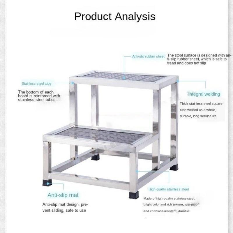 Stainless Steel Single Double-layer Footstool Ladder Household Indoor Two-step Ladder Hospital Small Staircase Step Stool