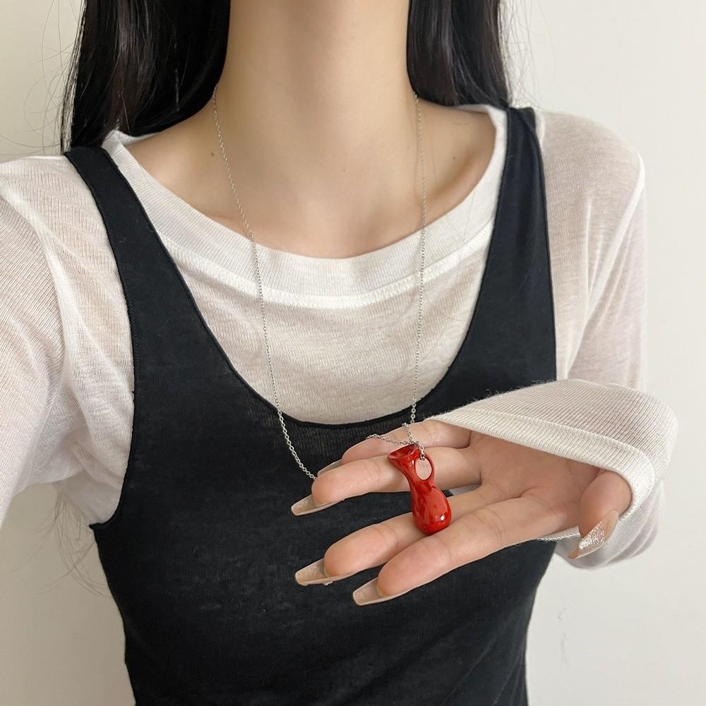 Temperament Water Bottle Pendant Necklace Elegant Fashion Jewelry Casual Long Sweater Chain  Lady