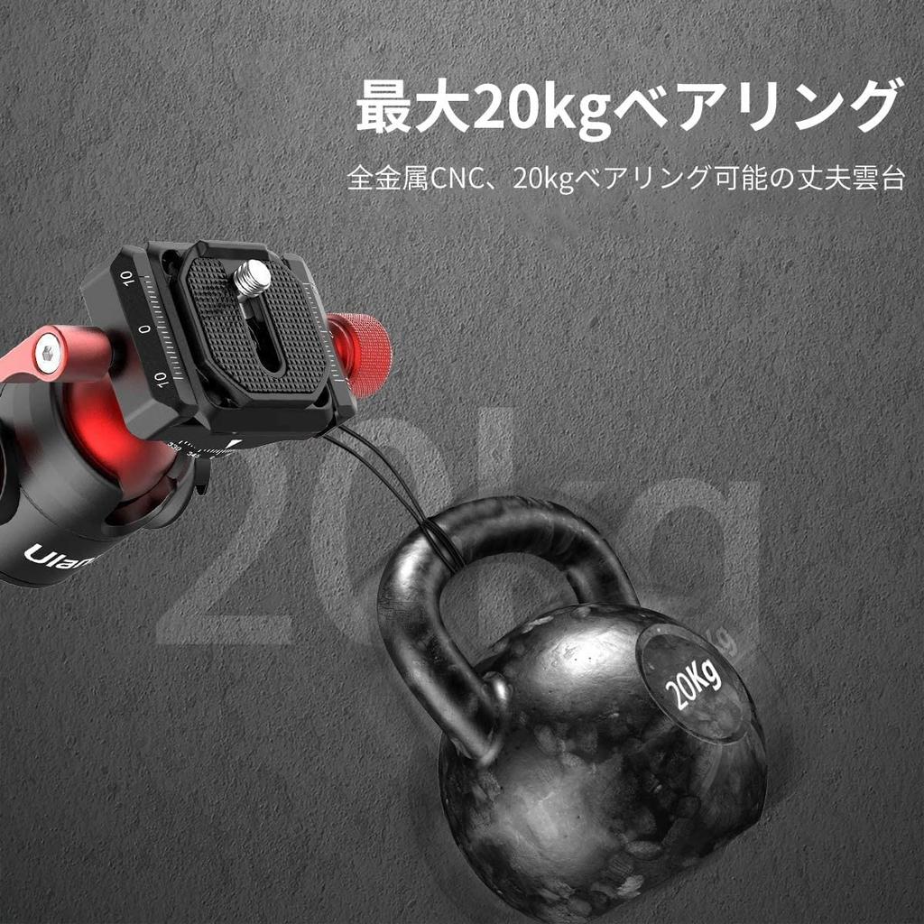 Ulanzi Ball Head with Hot Shoe and Mounting Screws U-70 Arca-Swiss Bracket, 360° Rotation, Aluminum, Arca-Swiss Plate, 1/4" 3/8"