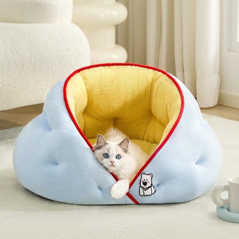 Creative Semi-surrounded Cat Plush Nest Soft Breathable Warm Pet Bed Comfortable Pet Cave Winter