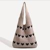 Vintage wool woven shoulder bag bag large capacity beach bag shopping bag women's knitted tote bag portable