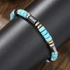 Trendy Turquoise Beaded Men's Bracelet with Black Onyx and Alloy