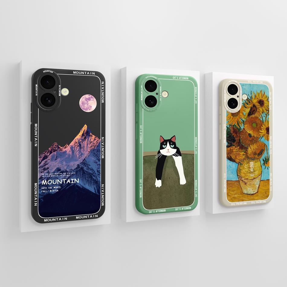 Cute Panda Case For iPhone 16 /16Plus/16Pro/16ProMax iPhone16+ Back Cover Sof Liquid Silicone Full Protection Bumper Funda Coque