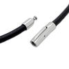 Mens Boys Faux Leather Cord Lock Necklace Stainless Steel Black Round Jewelry