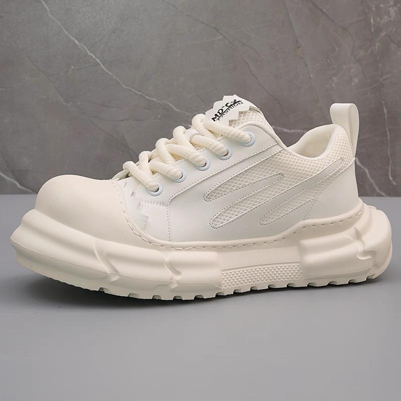 

Кроссовки Повседневные Мужские Дизайнерские Панк Большеголовые Кеды Мода Кожа Ткань Дышащие Увеличение Роста Платформа Спортивная Обувь 44 белый