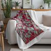 Red Floral Pattern Throw Blanket Sofa Bed Bedding for Living Room Bedroom Decoration Gift