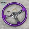 JDM Modified Car Purple ABS Steering Wheel Universal 14inch Deep Dish Racing Sports Steering Wheel Chrome Spoke