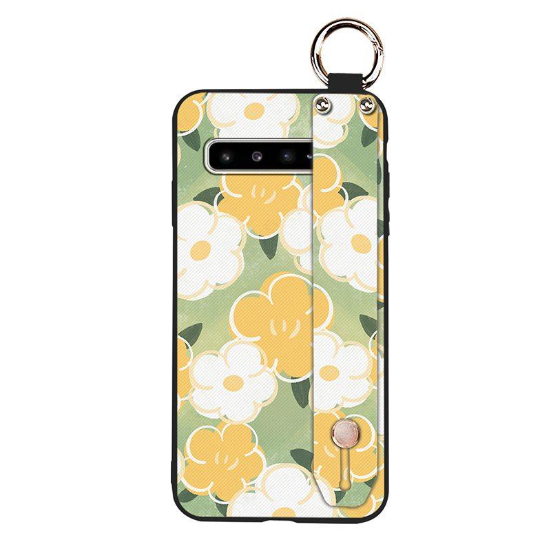 Phone Holder Oil Painting Phone Case For Samsung Galaxy S10 5G/SM-G977N Fashion Design Lanyard Silicone Shockproof Ring